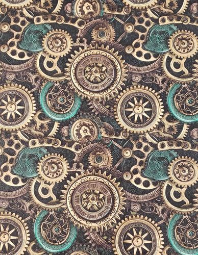 Teal Steampunk Gears (LARGE) Vinyl Roll 12 x 52 *Limited Availability*