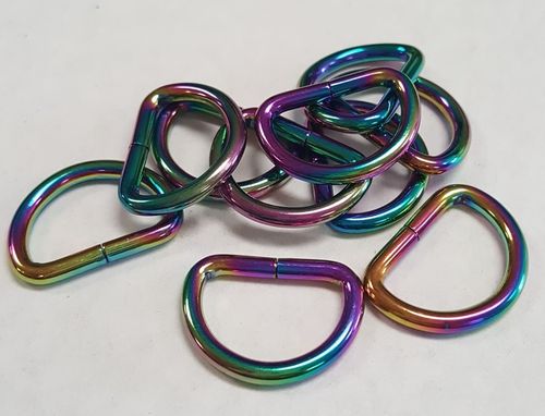 3/4  inch D ring (RAINBOW) lot of 10 pieces