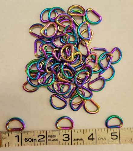 1/2  inch D ring (RAINBOW) lot of 10 pieces