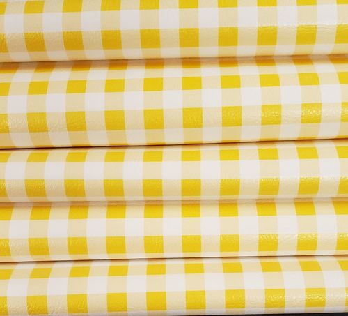 Small Plaid Yellow and White Vinyl Roll 12 x 52