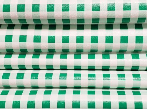 Small Plaid Green and White Vinyl Roll 12 x 52