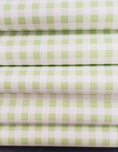 Small Plaid Light Green and White Vinyl Roll 12 x 53
