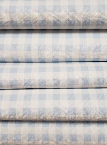 Small Plaid Blue and White Vinyl Roll 12 x 53