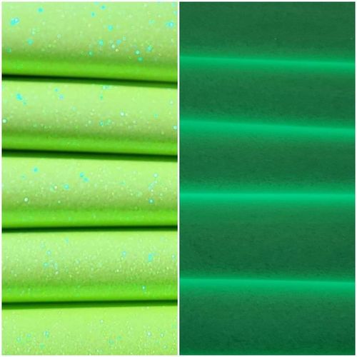 Glitter and Glow Green Roll 12 X 50 (FLAWED has spots, bubbled creases)
