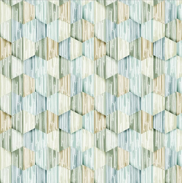 Painted Blue and Green Hexagons WPC