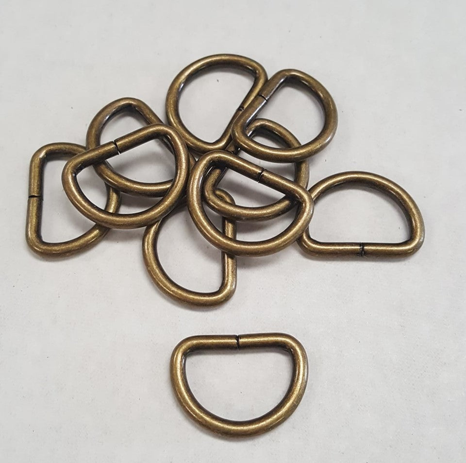 3/4  inch D ring (ANTIQUE BRASS) lot of 10 pieces