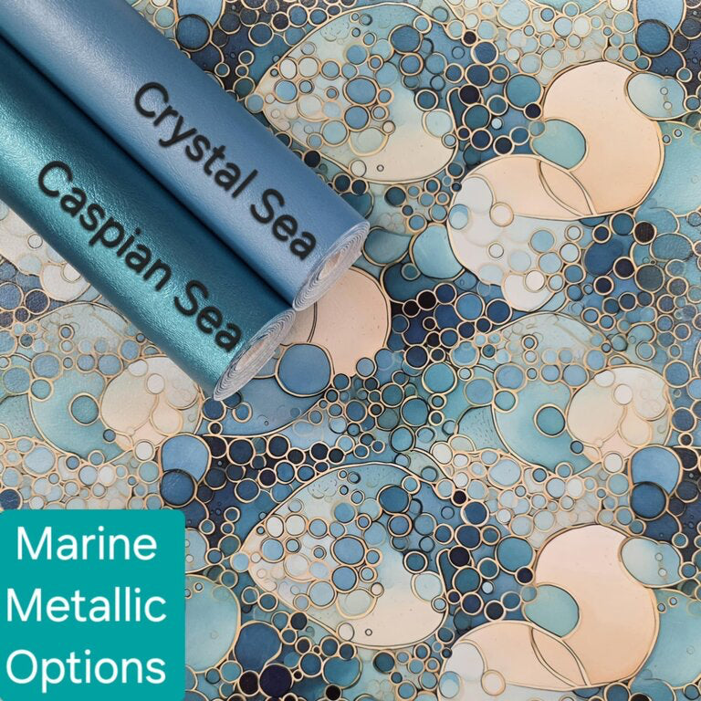 Blue Ocean Bubbles in Gold Vinyl