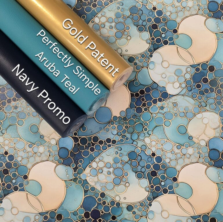 Blue Ocean Bubbles in Gold Vinyl