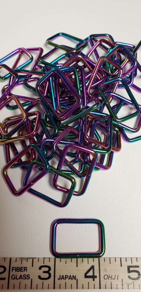 1 inch Rectangle Ring Rainbow package of 10 pieces