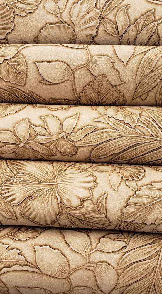 Floral Embossed Hazelnut Vinyl