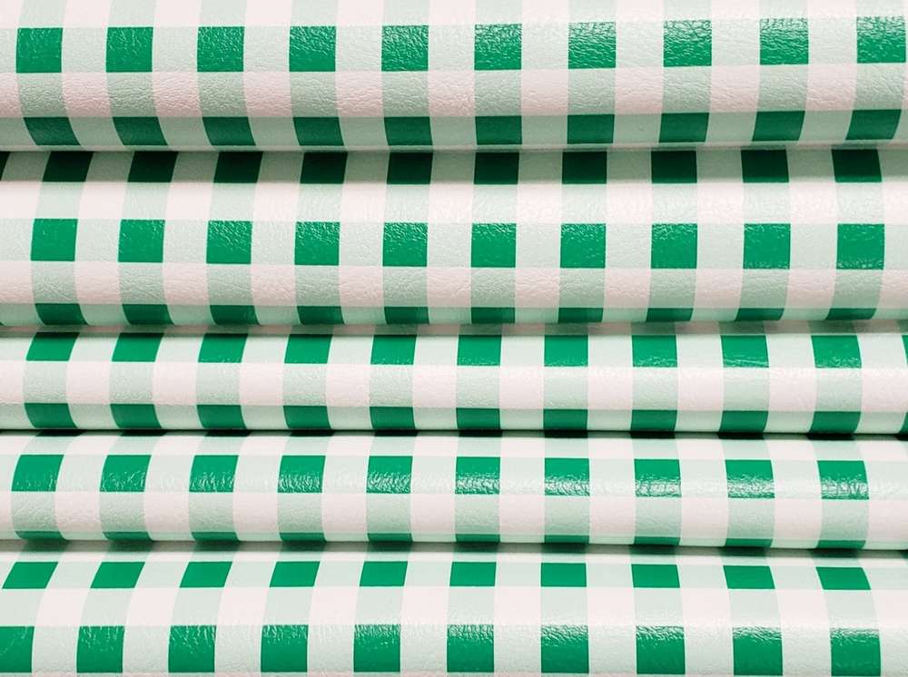 Small Plaid Green and White Vinyl
