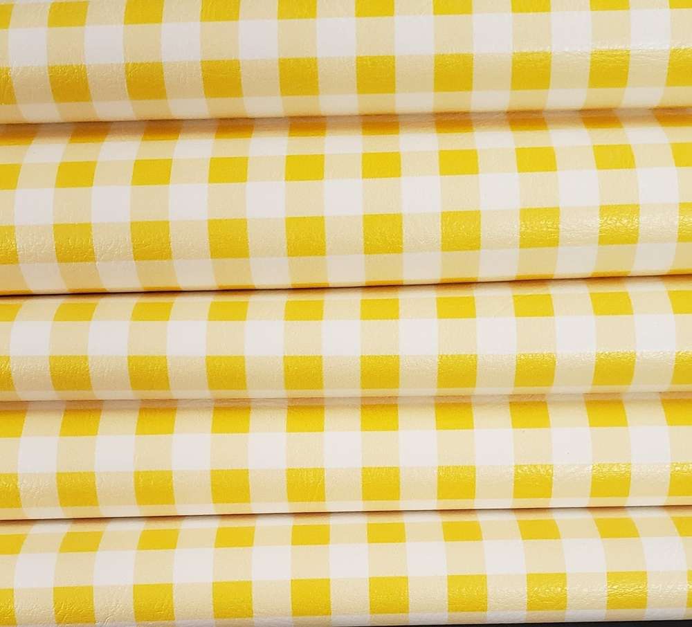 Small Plaid Yellow and White Vinyl