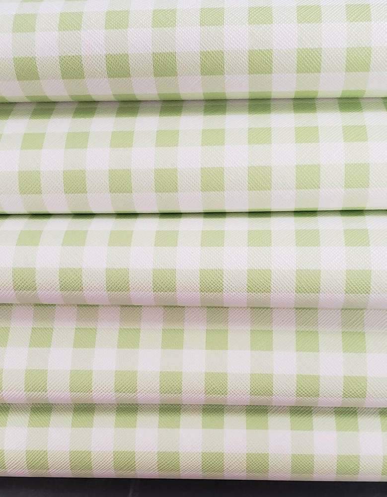 Small Plaid Light Green and White Vinyl