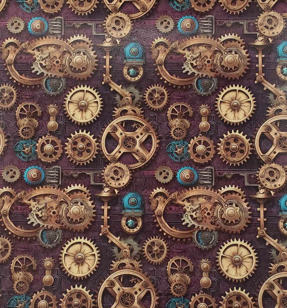 Purple Steampunk Gears Vinyl