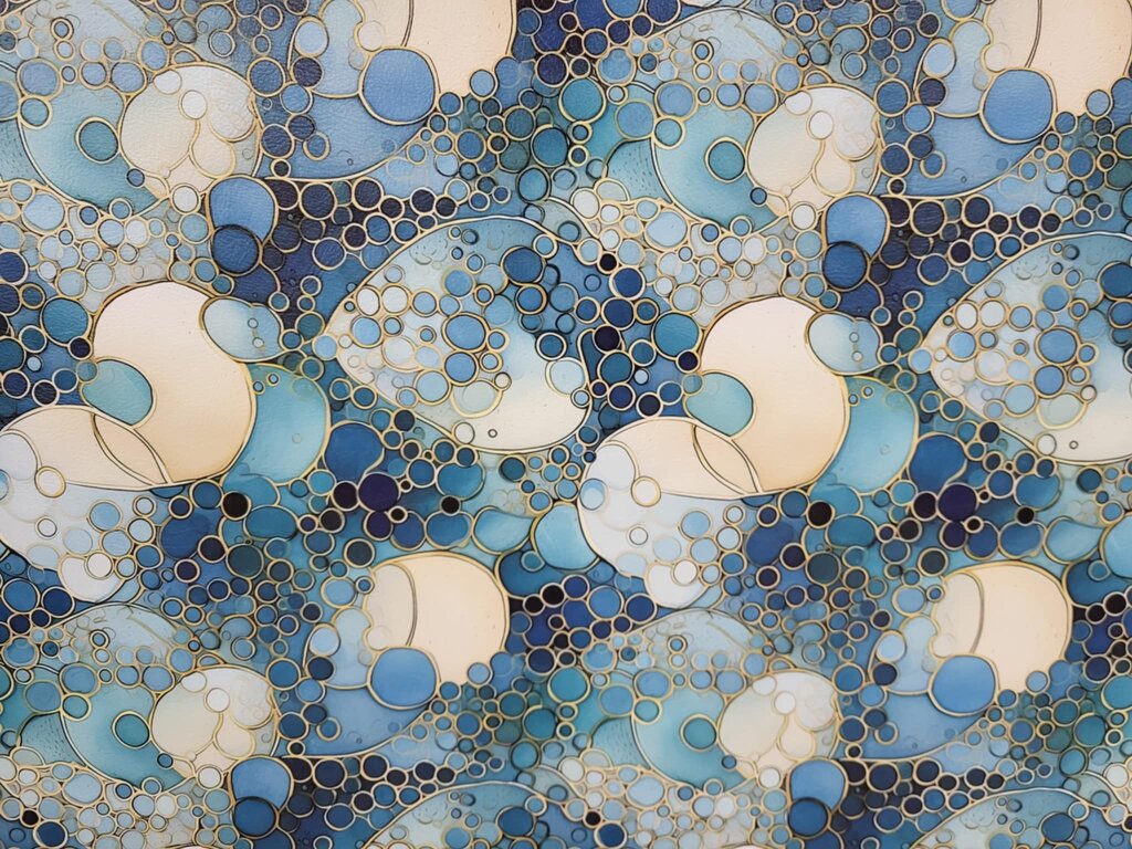 Blue Ocean Bubbles in Gold Vinyl