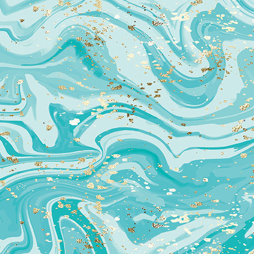 Marble in Aqua with Gold PUL