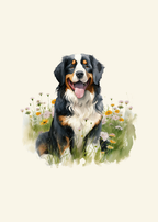 Bernese Mountain Dog in Flowers Panel