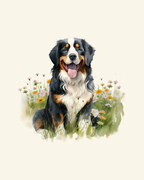 Bernese Mountain Dog in Flowers Panel