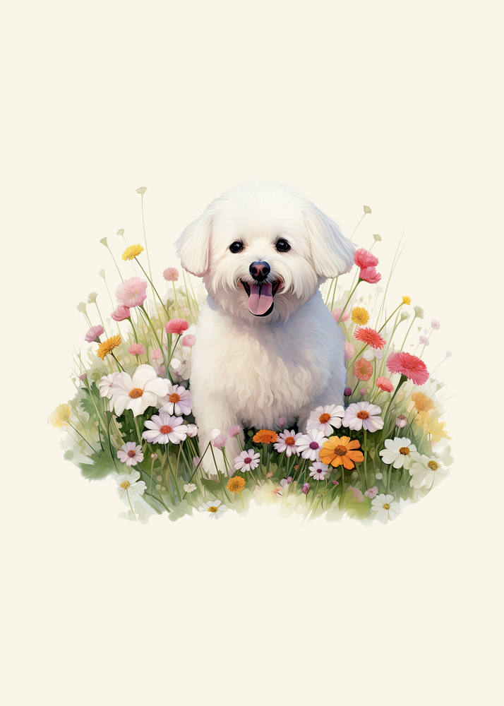 Bichon Frise in Flowers Panel