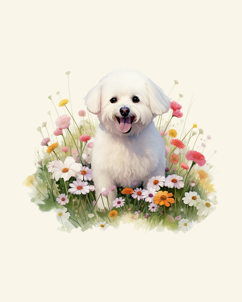 Bichon Frise in Flowers Panel