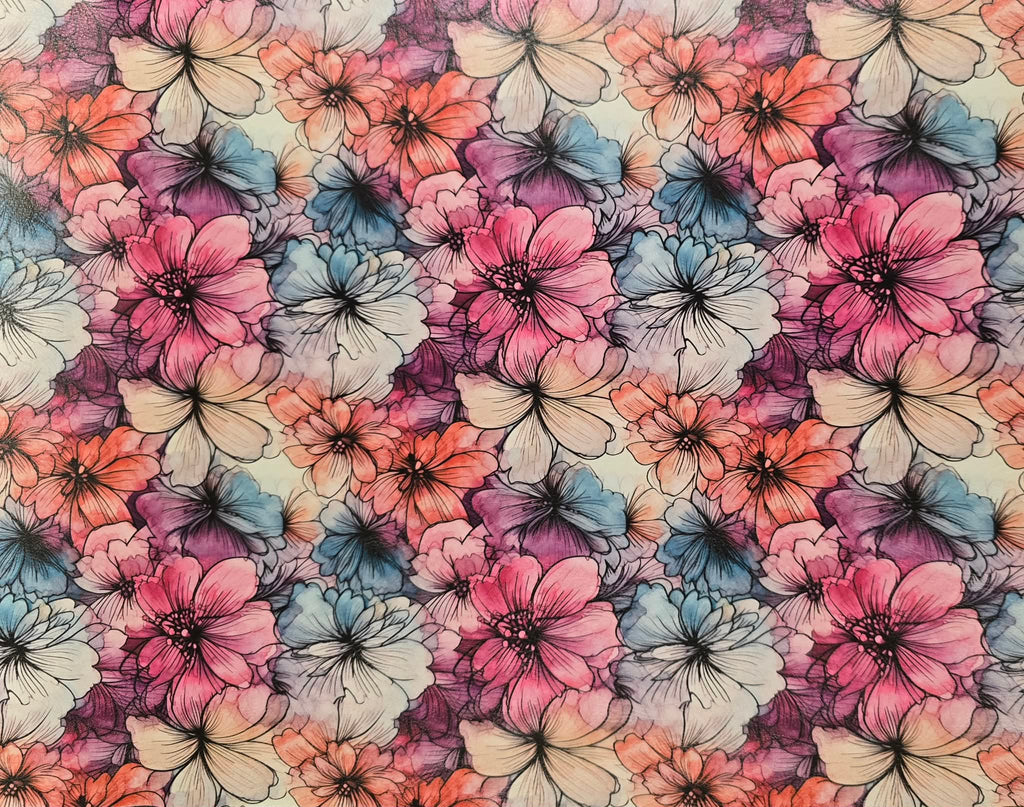 Blushing Ink Flowers Vinyl