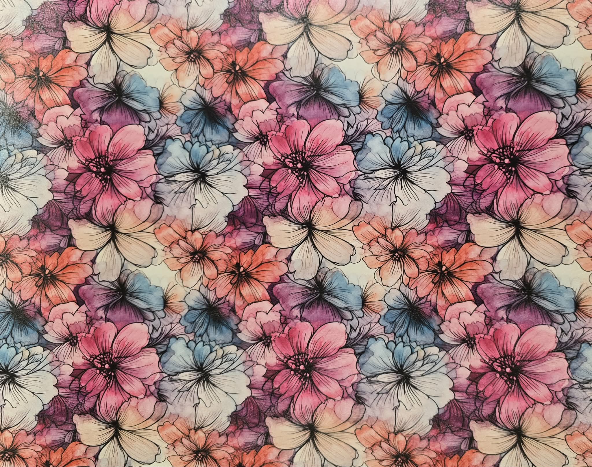 Blushing Ink Flowers Vinyl