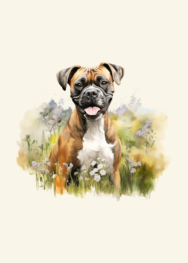 Boxer in Flowers Panel
