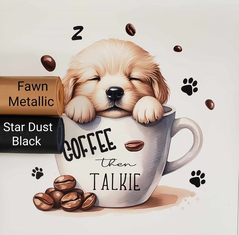 Coffee Then Talkie Pup Vinyl Panel