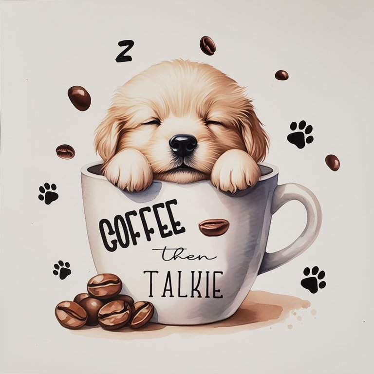 Coffee Then Talkie Pup Vinyl Panel