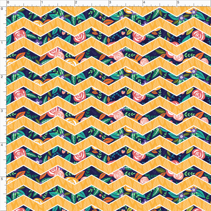 Rosies Floral Coordinating Chevron in Gold WPC