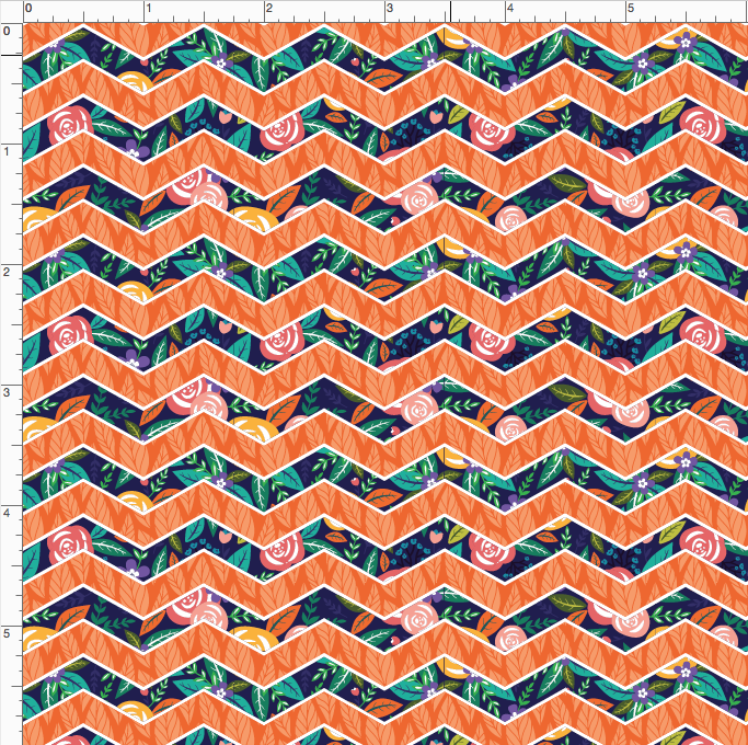 Rosies Floral Coordinating Chevron in Orange WPC