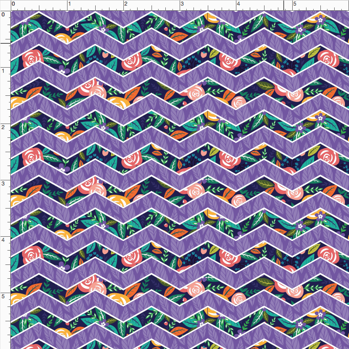 Rosies Floral Coordinating Chevron in Purple WPC
