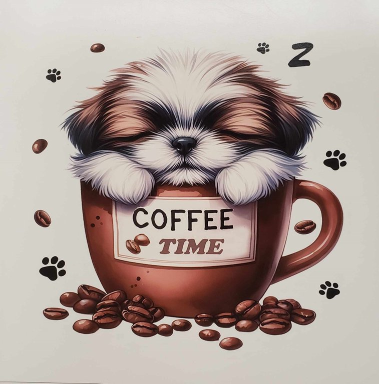 Pup Coffee Time Vinyl Panel