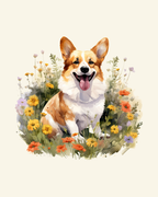 Corgi in Flowers Panel