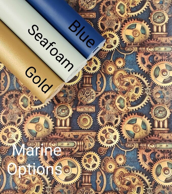 Cyan Steampunk Gears Vinyl