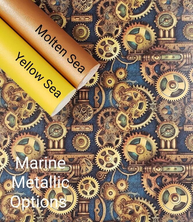 Cyan Steampunk Gears Vinyl