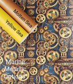 Cyan Steampunk Gears Vinyl