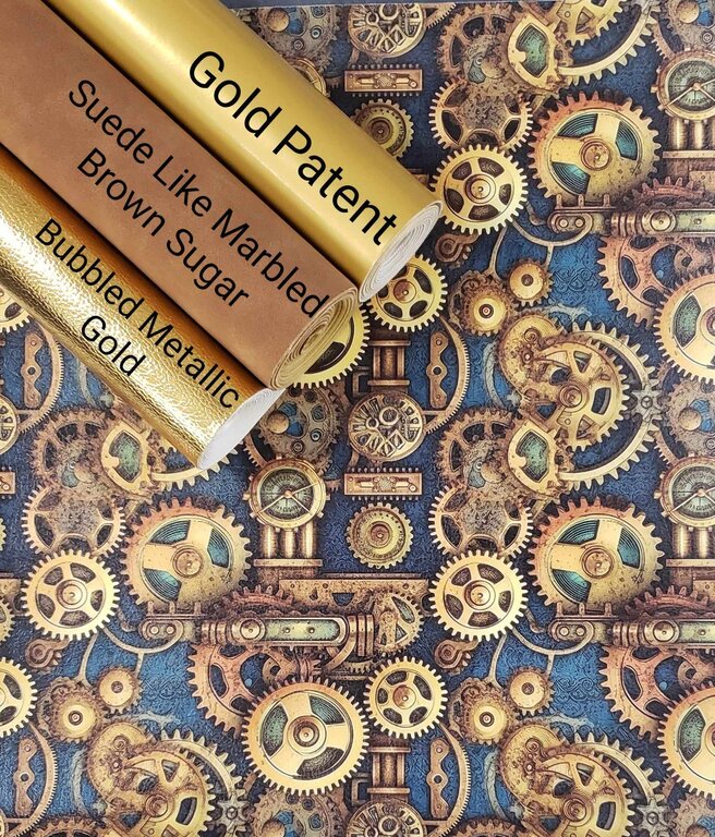 Cyan Steampunk Gears Vinyl
