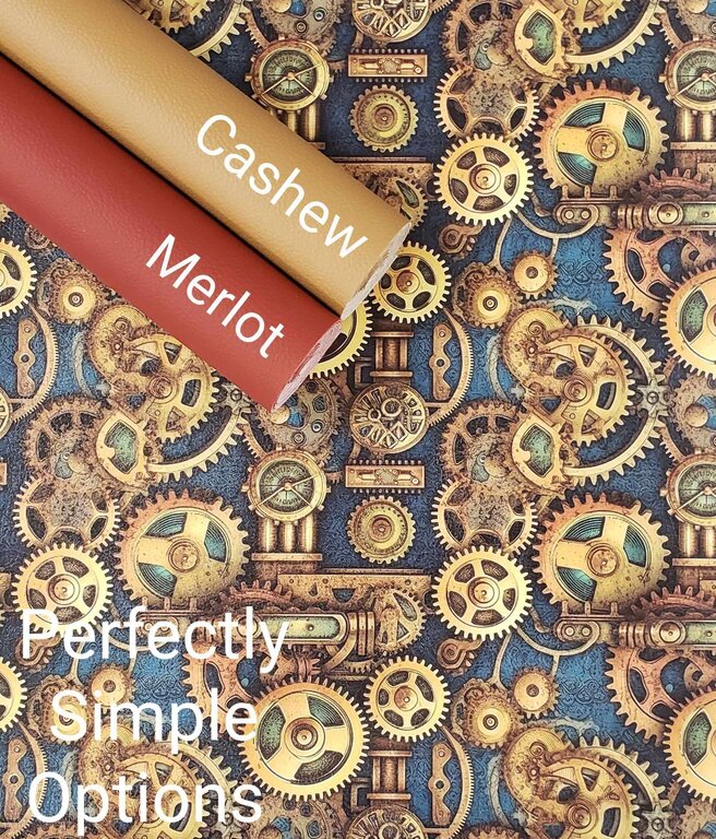Cyan Steampunk Gears Vinyl