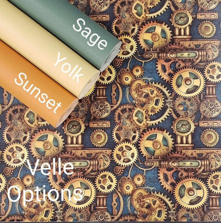 Cyan Steampunk Gears Vinyl