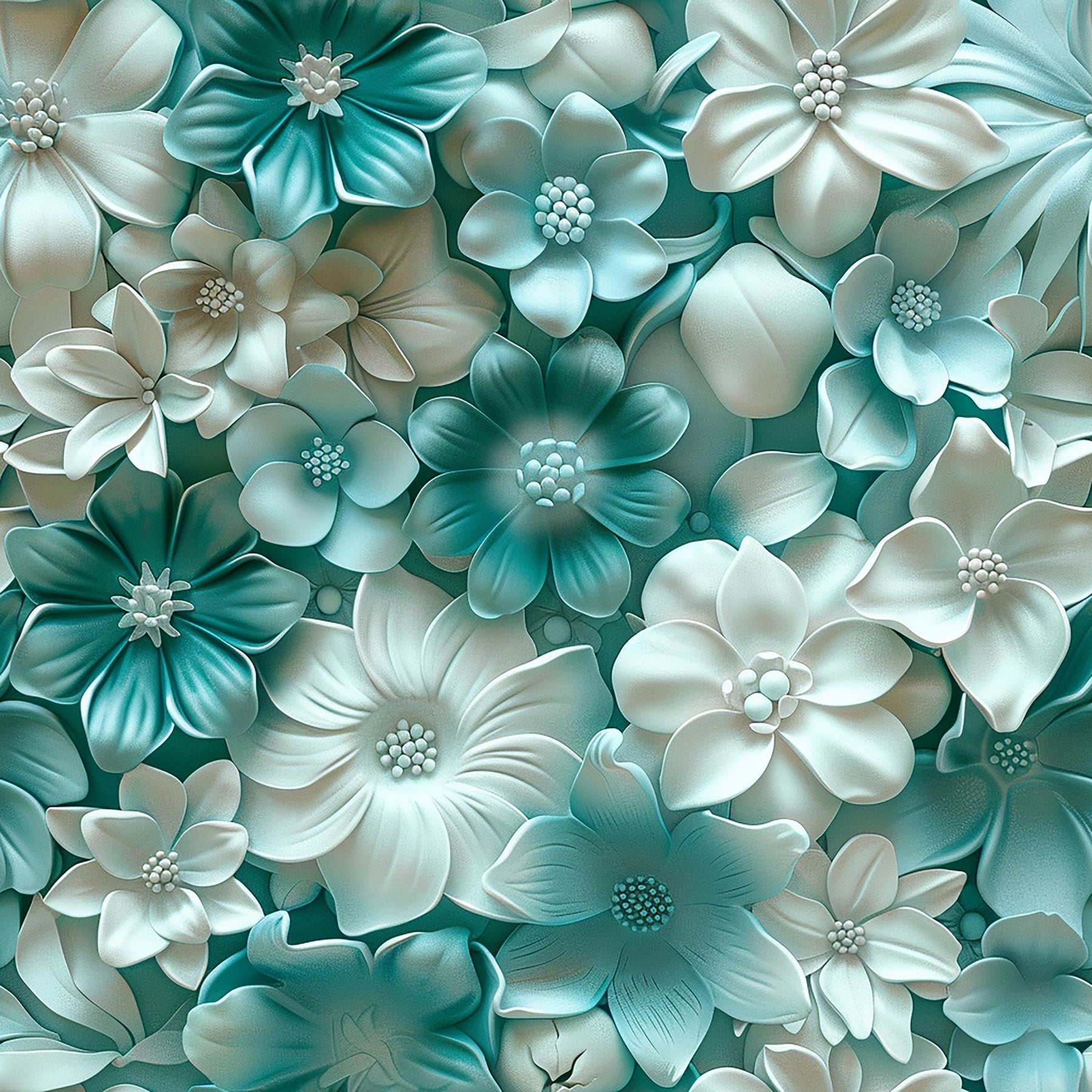 Dimensions of Teal Flowers WPC