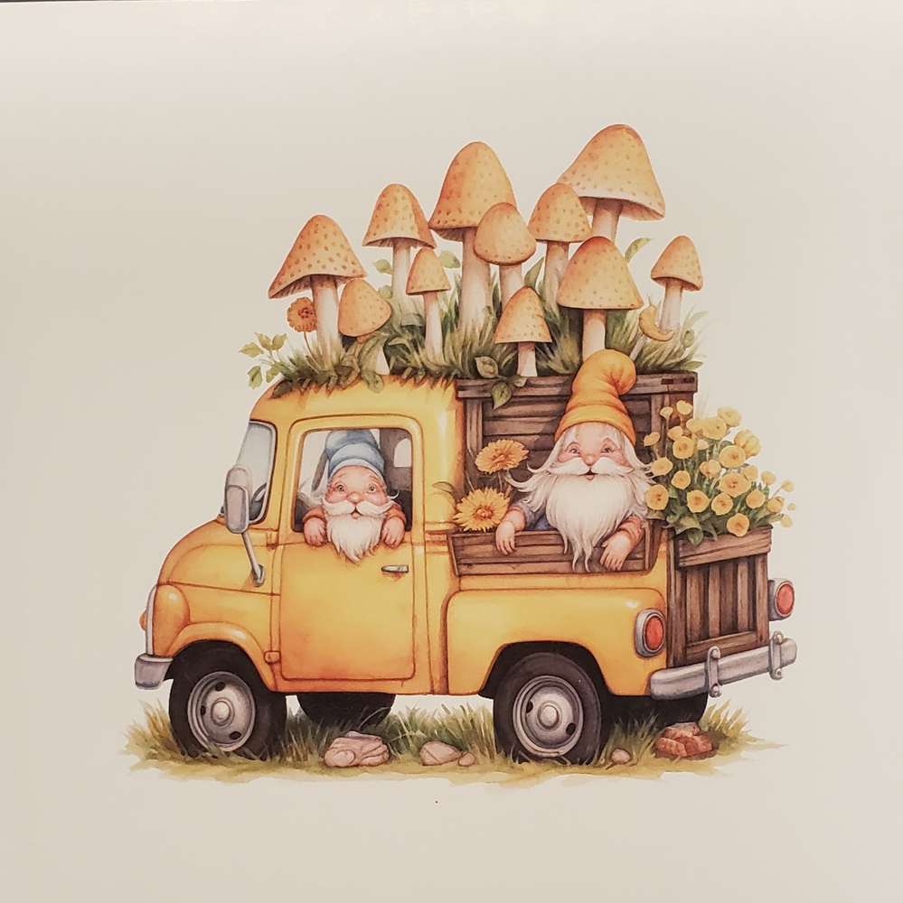 Gnomes on the Go Yellow Vinyl Panel