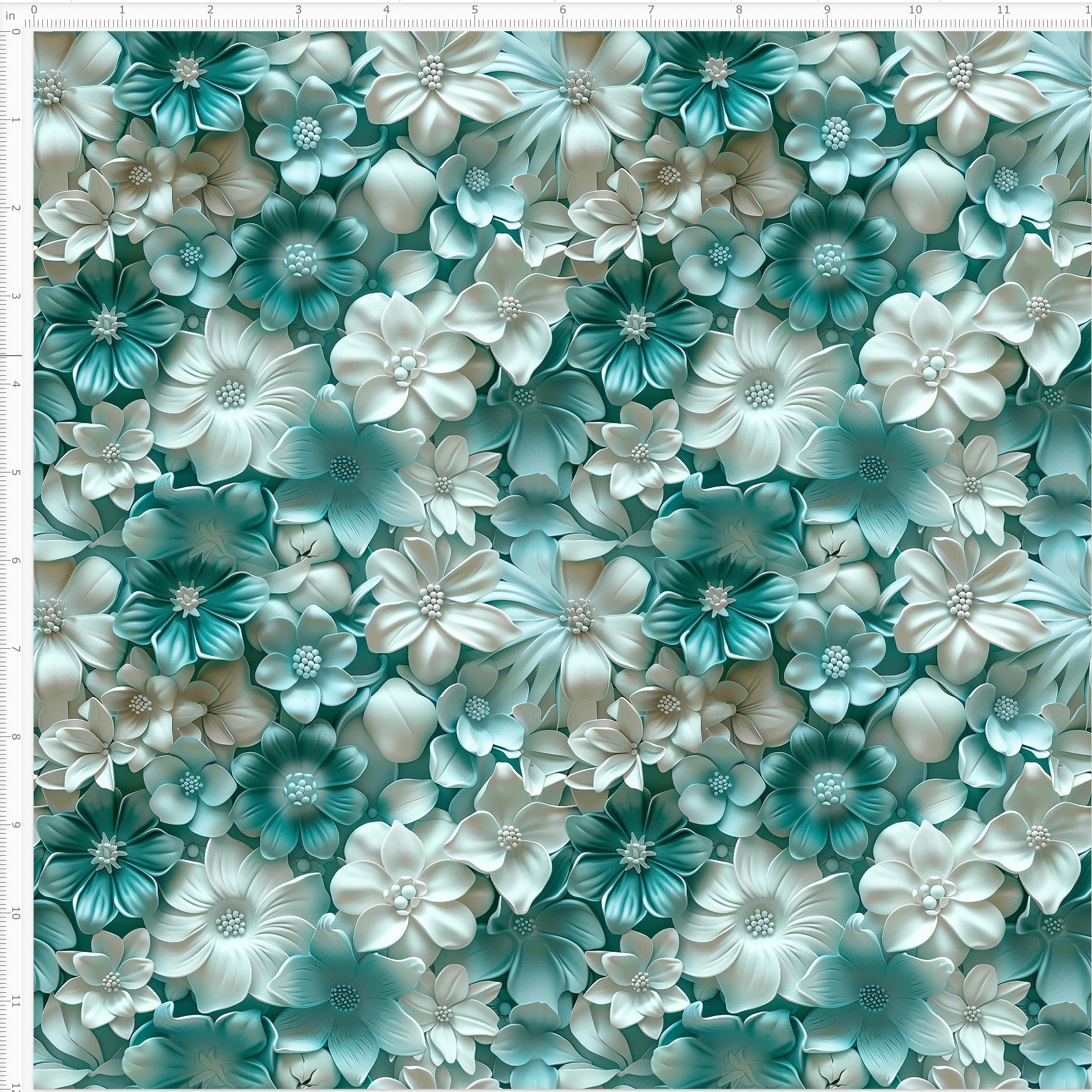 Dimensions of Teal Flowers WPC