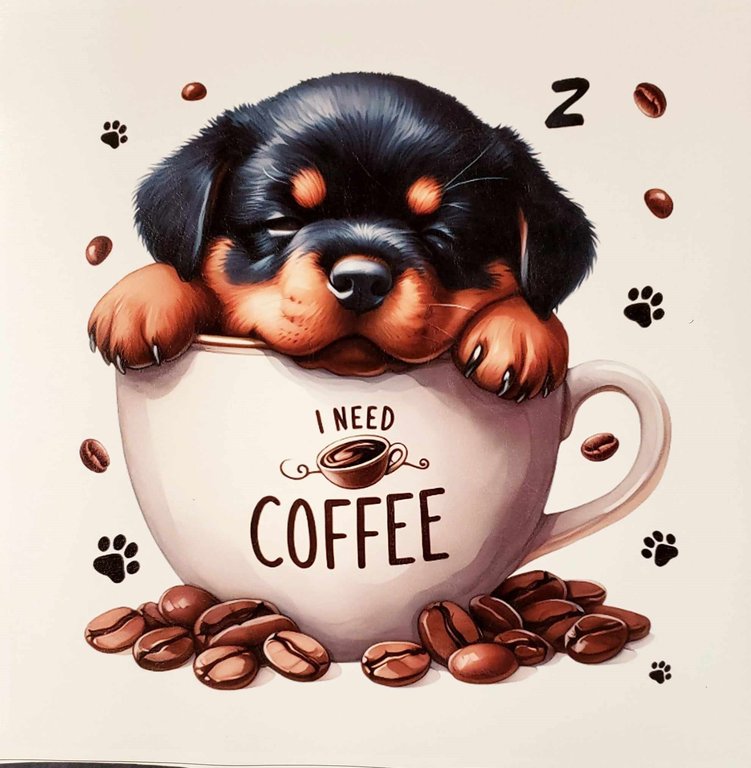Need Coffee Pup Vinyl Panel