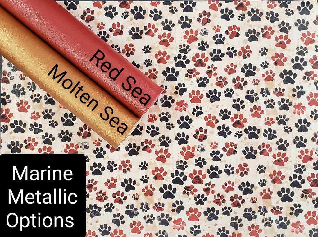 Paw Prints Black and Dark Red Vinyl