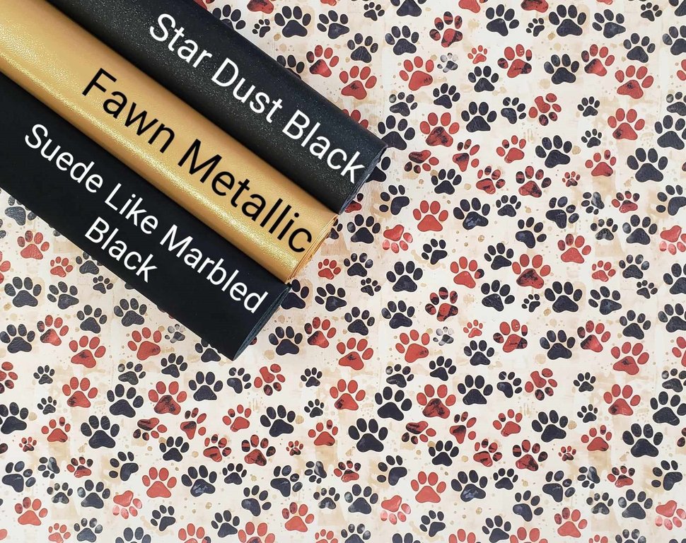 Paw Prints Black and Dark Red Vinyl