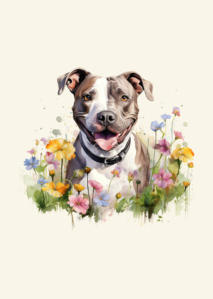 Pit Bull in Flowers Panel