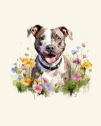Pit Bull in Flowers Panel