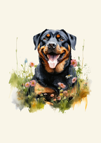 Rottweiler in Flowers Panel