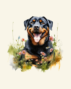 Rottweiler in Flowers Panel